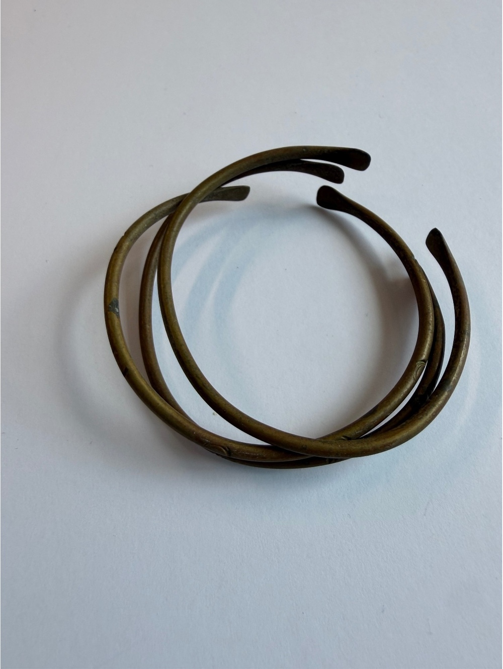 Vintage Set of 3 Stamped Brass Tone Metal Open Cuff Bangle Bracelets